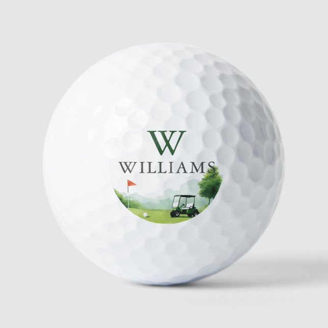 Balles De Golf Buggy de Golf Classique Nom Personnalisé Monogramm (Recto)
