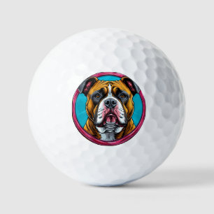Balles De Golf Bulldog encadré dans une décoration circulaire