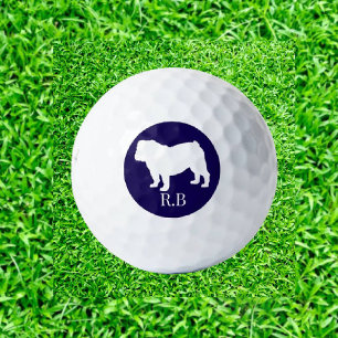 Balles De Golf Bulldog Monogramme Blue Navy Custom Golf