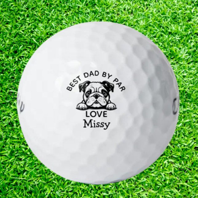Balles De Golf Bulldog Peeking Chiot Personnaliser (Tee off with a touch of personality and playfulness with our Bull Dog)