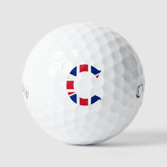 Balles De Golf C Monogramme superposé sur Union Jack Flag css gbc (Recto)