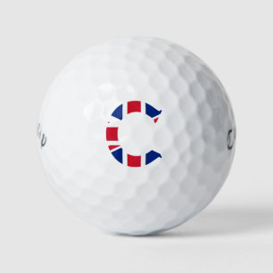 Balles De Golf C Monogramme superposé sur Union Jack Flag cwb gbc