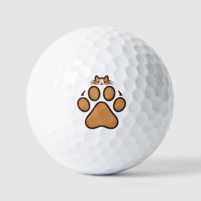 Balles De Golf Cachet de chat mignon en Empreinte de patte - Illu (Recto)