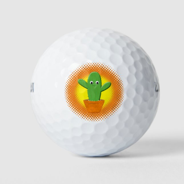 Balles De Golf Cactus Cartoon Cute (Devant)