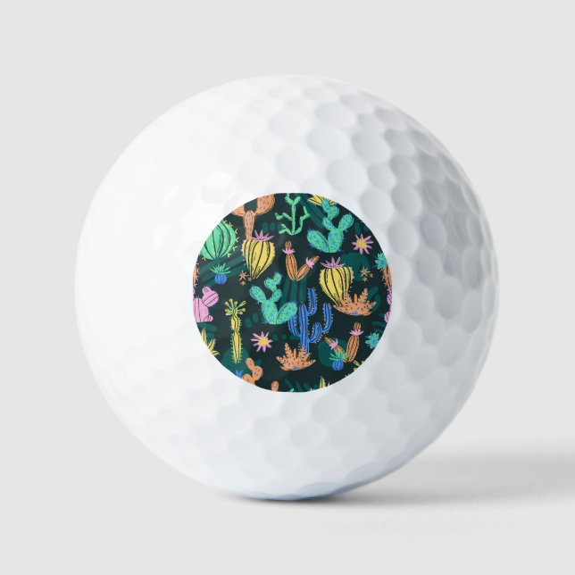 Balles De Golf Cactus dessiné à la main : sans couture scandinave (Recto)