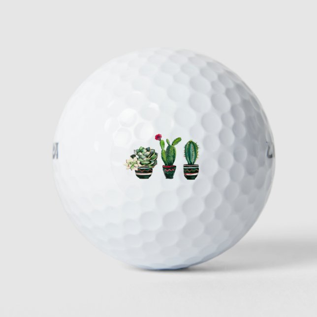 Balles De Golf cactus, succulent, aquarelle, fiesta, mexicaine, (Devant)