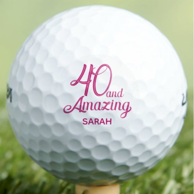 Balles De Golf Cadeau 40 ans pour collègue Écriture rose moderne (Créateur téléchargé)