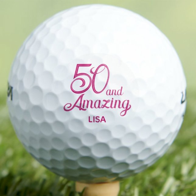 Balles De Golf Cadeau 50 ans pour collègue écriture rose moderne (Créateur téléchargé)