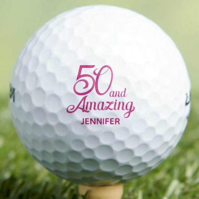 Balles De Golf Cadeau 50e anniversaire pour ami écriture rose élé (Créateur téléchargé)