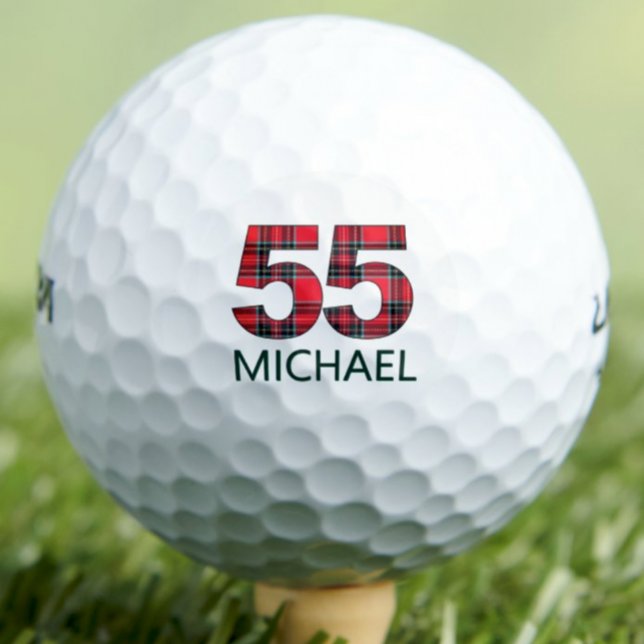 Balles De Golf Cadeau 55e anniversaire - Classy 55 ans Rouge Plai (Créateur téléchargé)