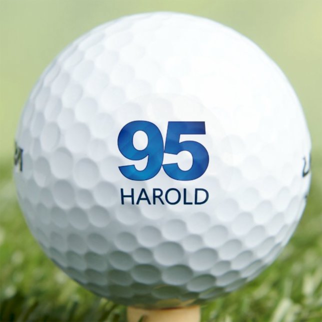 Balles De Golf Cadeau 95e Anniversaire Élégant - 95 Ans Nom Bleu (Créateur téléchargé)