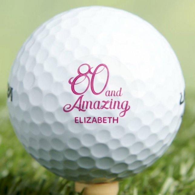 Balles De Golf Cadeau d'anniversaire 80 ans Écriture rose Incroya (Créateur téléchargé)