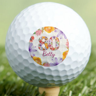 Balles De Golf Cadeau d'anniversaire 80 ans pour tante Élégant fl