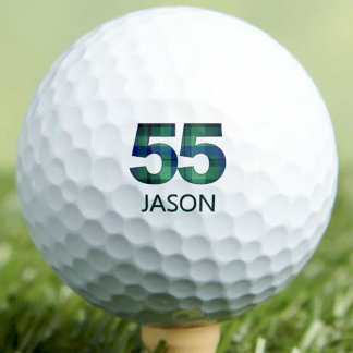 Balles De Golf Cadeau de 55e anniversaire pour frère Plaid vert e