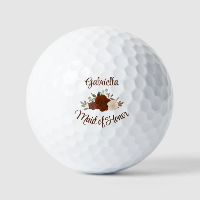 Balles De Golf Cadeau de demoiselle d'honneur de mariage Roses or (Recto)