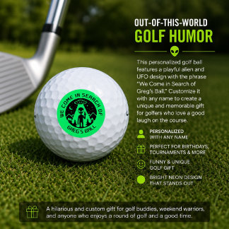 Balles De Golf Cadeau de golf personnalisé drôle UFO Alien Vert