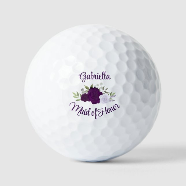 Balles De Golf Cadeau de mariage Demoiselle d'Honneur Roses Bohèm (Recto)