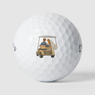 Balles De Golf Cadeau de mariage pour les mariés dans un chariot