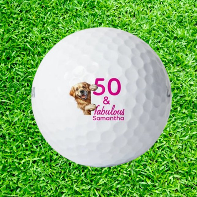 Balles De Golf Cadeau Labrador pour 50e anniversaire (Celebrate a 50th birthday with unique Labrador golf balls—perfect for dog lovers who enjoy golf. Mak)