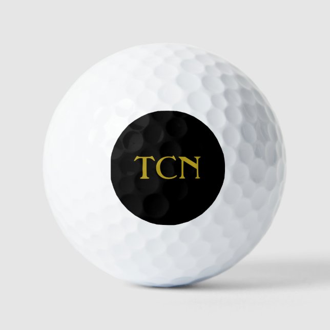 Balles De Golf Cadeau Monogramme Noir Or (Recto)