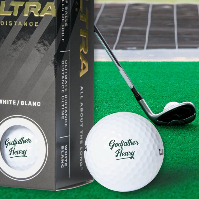 Balles De Golf Cadeau Parrain Écriture Verte Élégante (Créateur téléchargé)