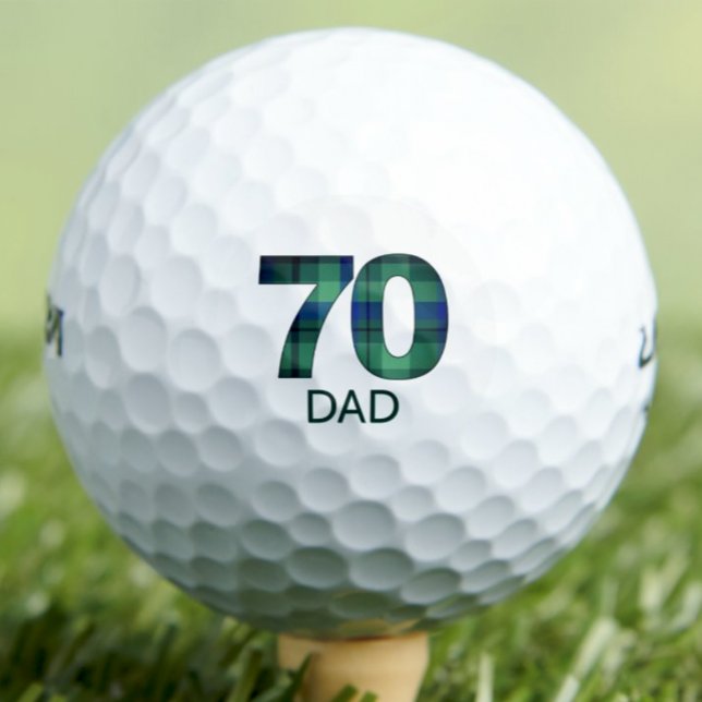 Balles De Golf Cadeau pour les 70 ans de Papa - Plaid bleu vert 7 (Créateur téléchargé)