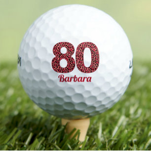 Balles De Golf Cadeau pour ses 80 ans, Léopard Rouge Personnalisé