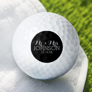 Balles De Golf Cadeaux de mariage noir uni Mr & Mrs