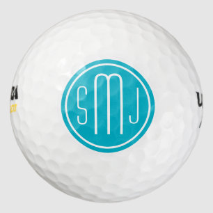 Balles De Golf Cadre personnalisé élégant de bleu de monogramme
