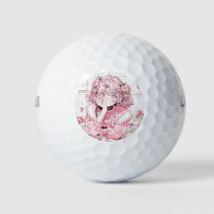 Balles De Golf Café rose Kawaii Anime Girl