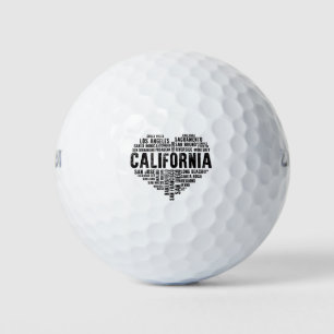 Balles De Golf California Heart Love LA San Francisco San Diego