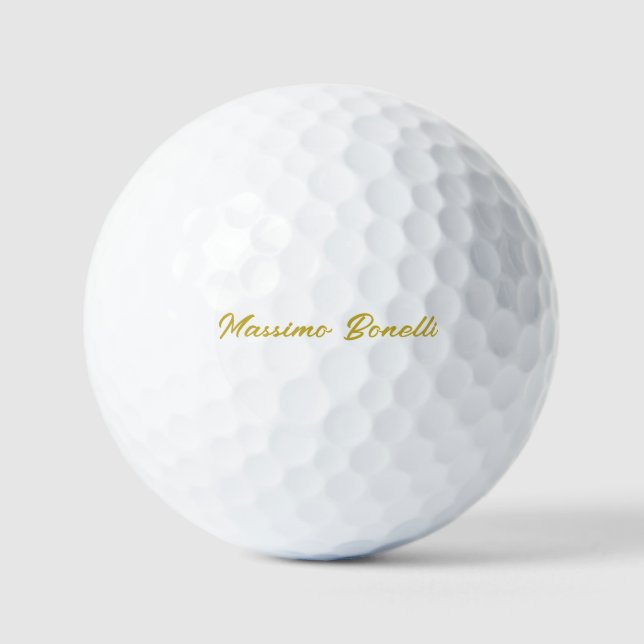 Balles De Golf Calligraphie Élégant Or Blanc Simple Nom (Recto)
