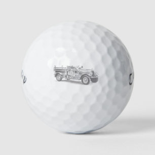 Balles De Golf camion de pompiers vintage dessin au crayon dessin