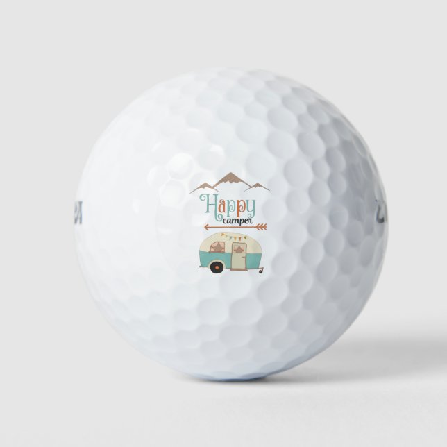 Balles De Golf Camping-car Rétro Mignon Happy Camper (Devant)