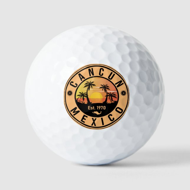 Balles De Golf Cancun Mexique Retro Sunset Vintage voyage Souveni (Recto)