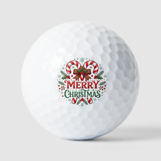 Balles De Golf Canne de bonbon Joyeux Noël  (Recto)
