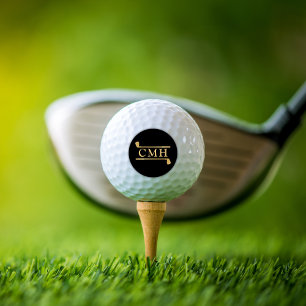 Balles De Golf Canne de golf personnalisée Élégant Monogramme Noi
