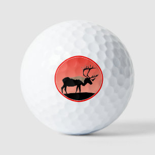 Balles De Golf Caribou au coucher du soleil - Art original de la