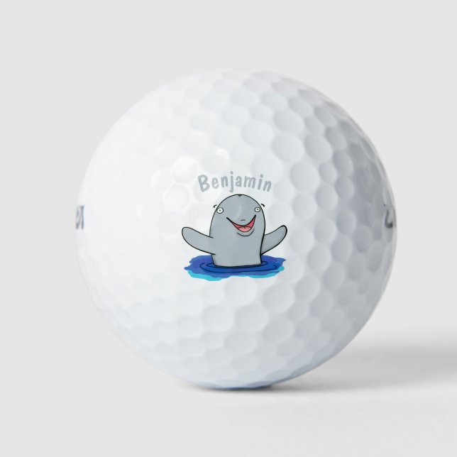 Balles De Golf Caricature adorable de marsouin (Devant)