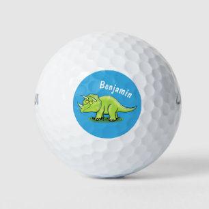 Balles De Golf Caricature de dinosaure de triceratops vert mignon
