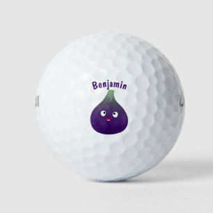 Balles De Golf Caricature de fruits mauve joyeux aux figues