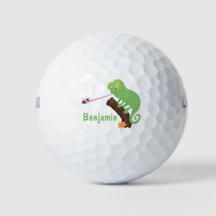 Balles De Golf Caricature de lézard de caméléon vert joyeux