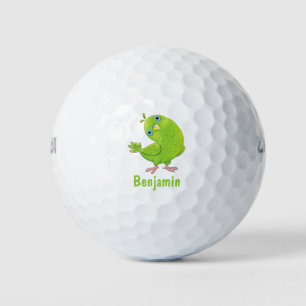 Balles De Golf Caricature de perruche verte curieuse