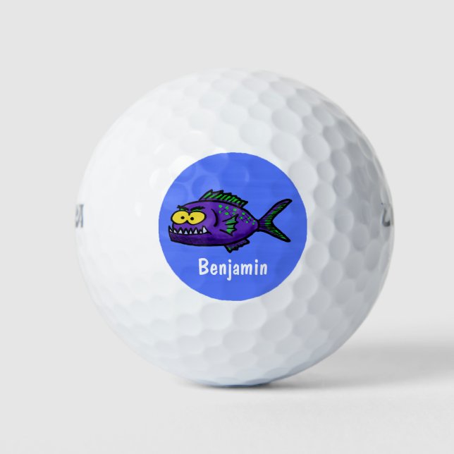 Balles De Golf Caricature de poisson de Piranha (Devant)