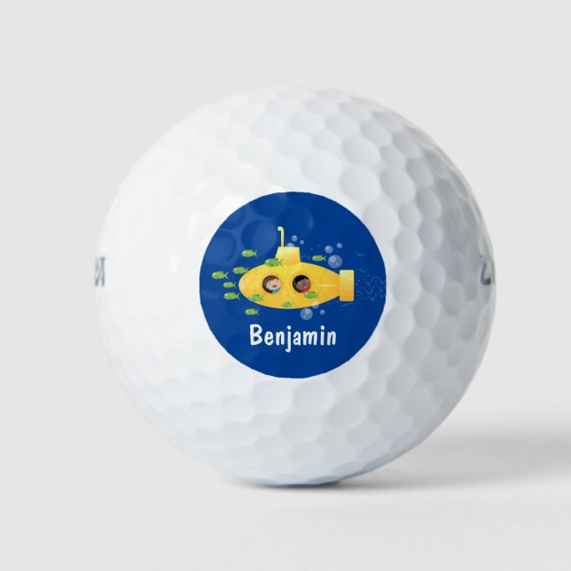 Balles De Golf Caricature de poisson sous-marin jaune mignon (Devant)