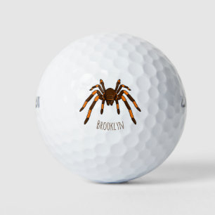 Balles De Golf Caricature déplaisante de tarantule brun et orange
