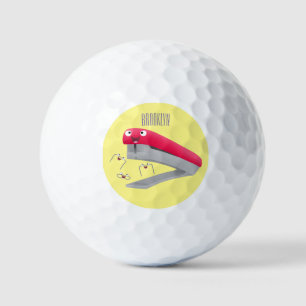 Balles De Golf Caricature en agrafeuse rouge pâle