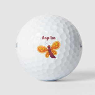 Balles De Golf Caricature joli papillon orange
