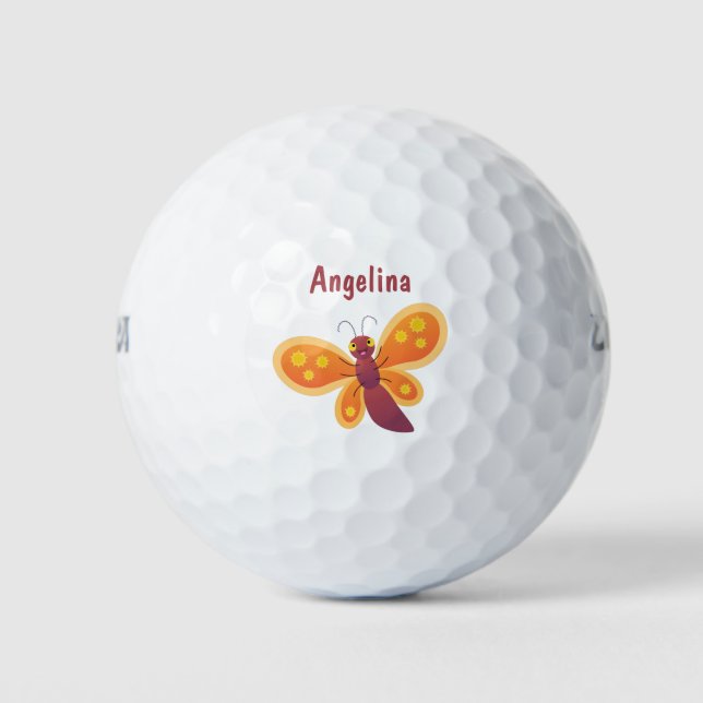 Balles De Golf Caricature joli papillon orange (Devant)