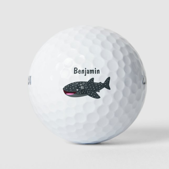 Balles De Golf Caricature joli requin baleine joyeux (Devant)